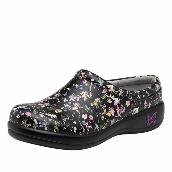 Black Alegria Kayla Dog & Butterfly Professional Women's Slip On Shoes | 639WAQTRU