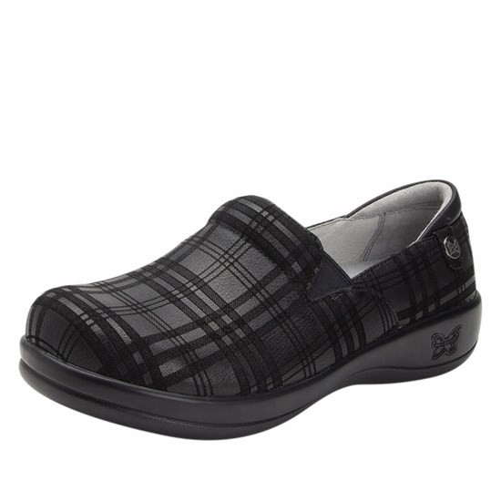 Black Alegria Keli Plaid To Meet You Professional Women's Slip On Shoes | 720KTWNZH