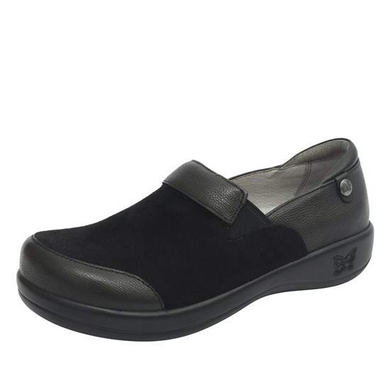 Black Alegria Keli Sueded Dream Fit® Professional Women's Slip On Shoes | 694SGCJIR