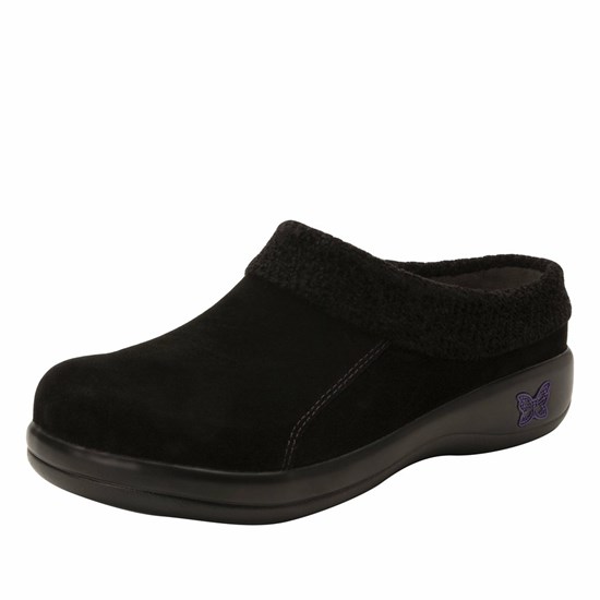 Black Alegria Kyah Suede Women's Clogs & Nursing Shoes | 913JUBQLS