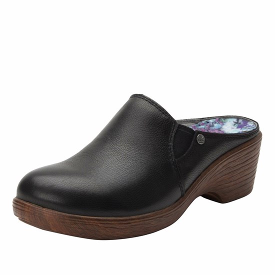 Black Alegria Sereniti Obsidian Women's Wedge & Heels | 186BIVTGX