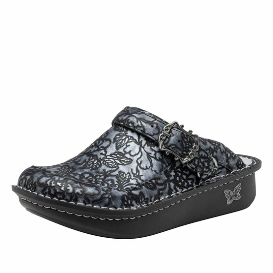 Black Alegria Seville Chrome Bloom Women's Slip On Shoes | 915LTUEVH