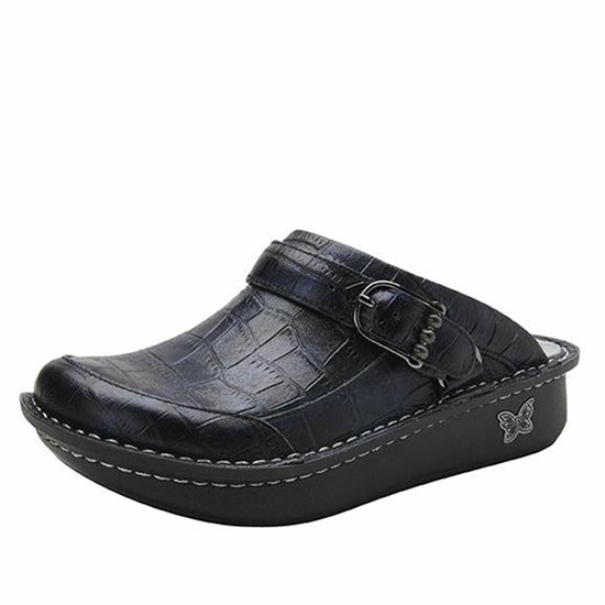 Black Alegria Seville Croco Noche Women's Slip On Shoes | 521ASEBYJ