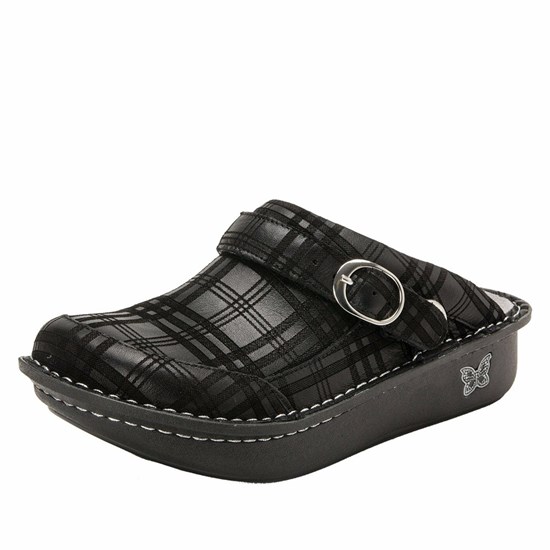 Black Alegria Seville Plaid To Meet You Women's Clogs & Nursing Shoes | 123YHRMFJ