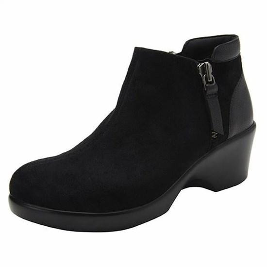 Black Alegria Sloan Suede Women's Boots | 279KMFDYA