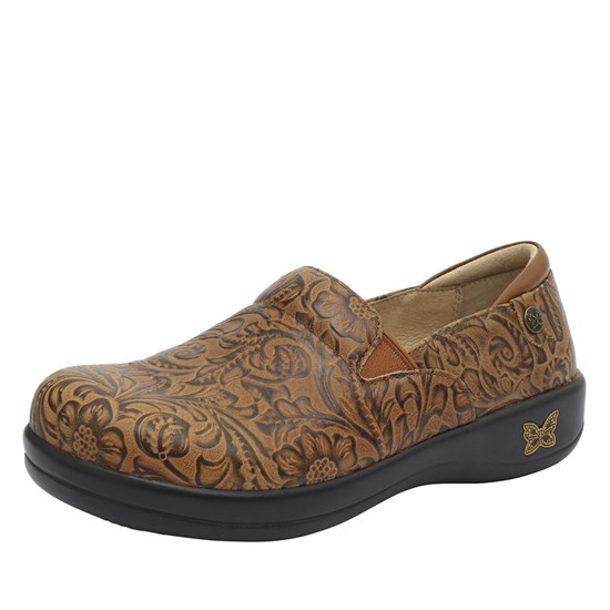 Brown Alegria Keli Embossible Tawny Professional Women's Slip On Shoes | 270KSCBHP