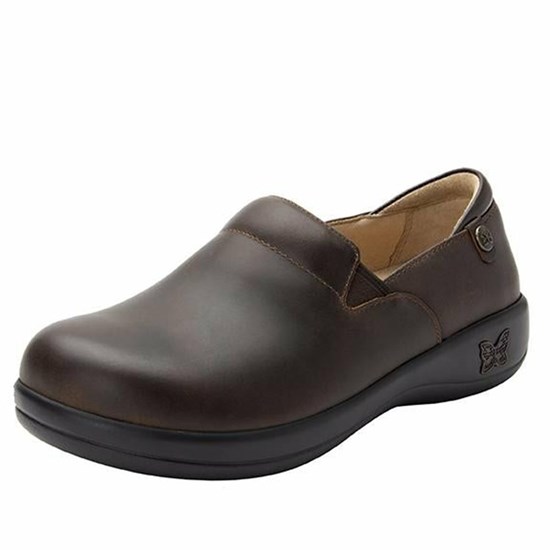 Brown Alegria Keli Oiled Professional Women's Slip On Shoes | 614GXVBJK