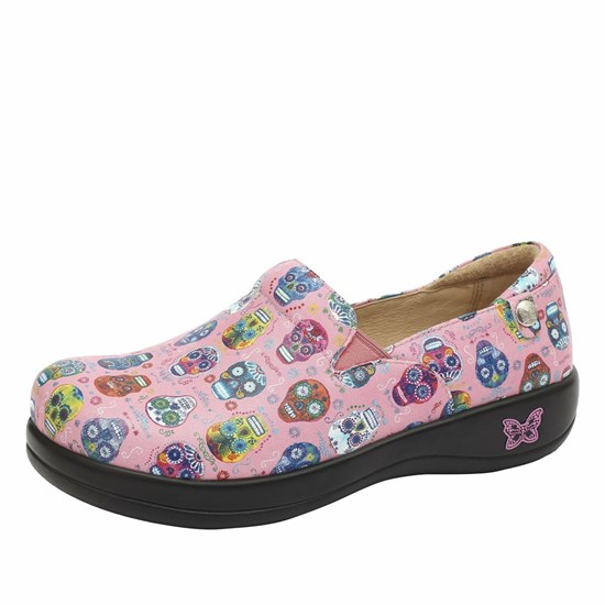 Pink Alegria Keli Sugar Skulls Professional Women's Slip On Shoes | 786ZRSVKM