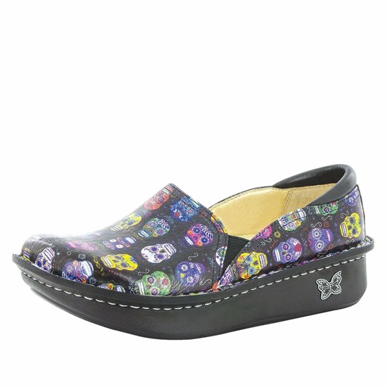 Purple Alegria Debra Sugar Skulls Women's Slip On Shoes | 436ODJXUC