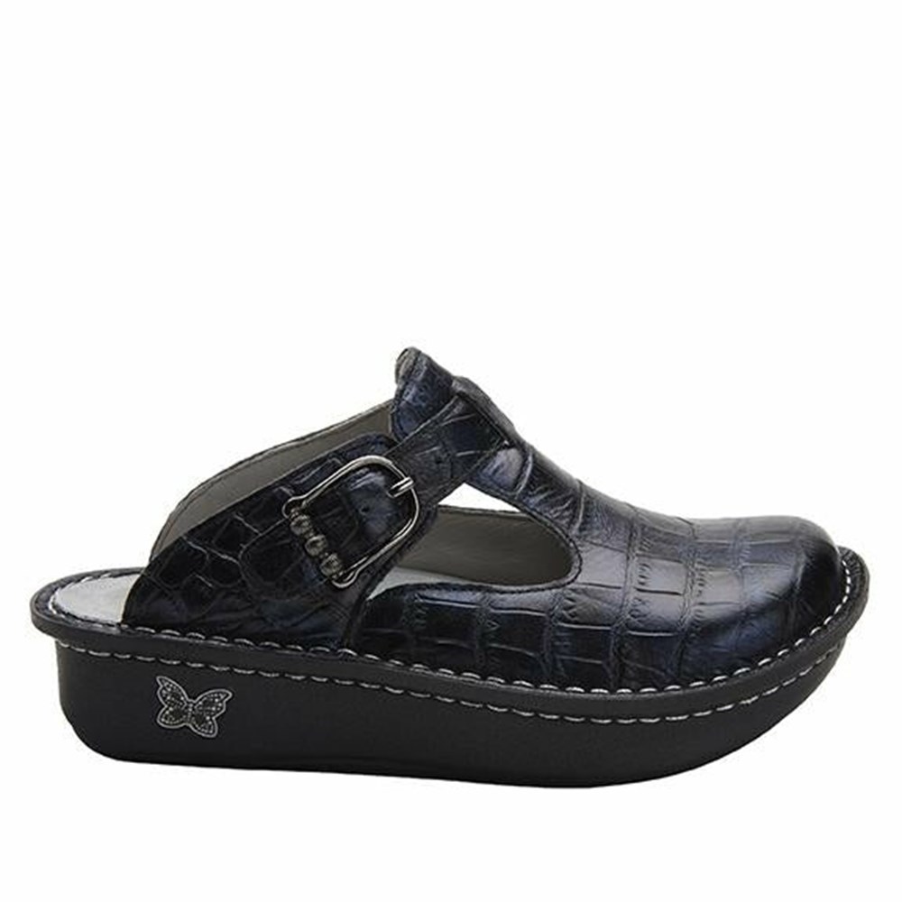 Black Alegria Classic Croco Women's Clogs & Nursing Shoes | 359EZLTSJ