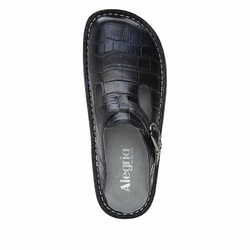 Black Alegria Classic Croco Women's Clogs & Nursing Shoes | 359EZLTSJ