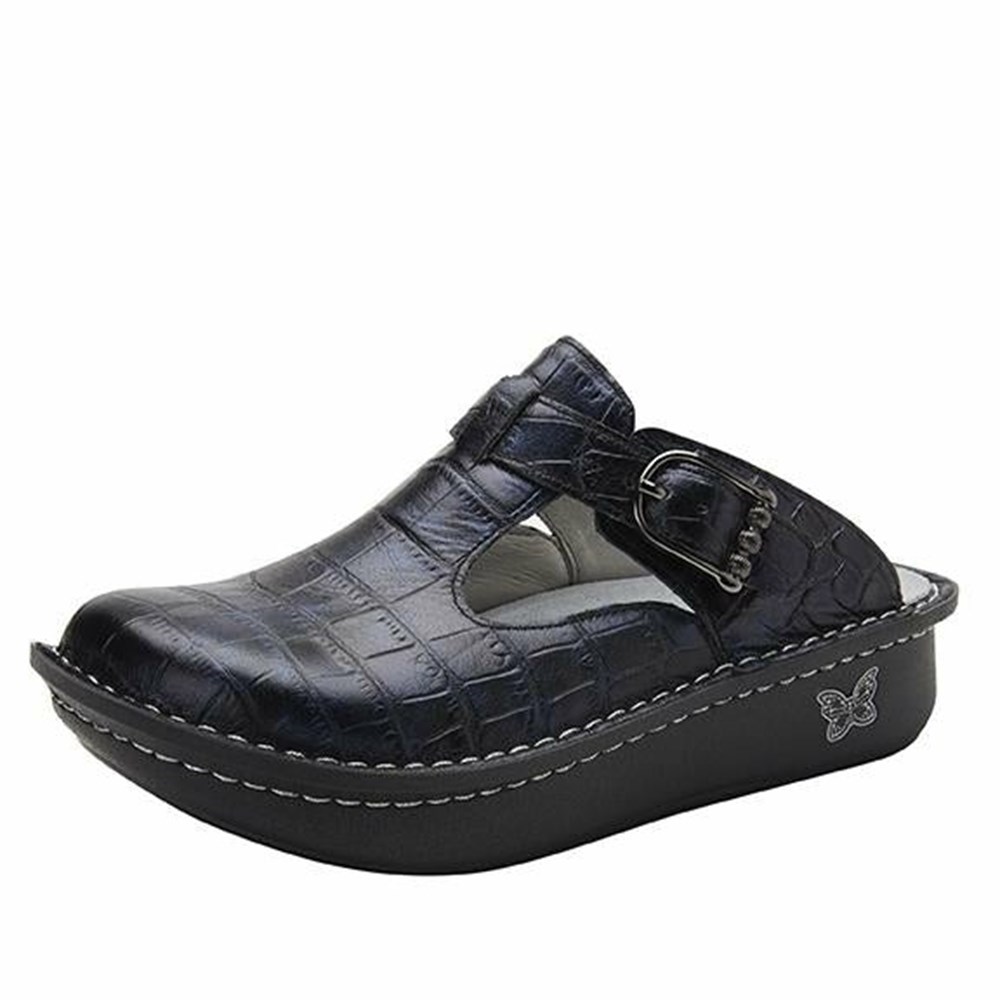 Black Alegria Classic Croco Women\'s Clogs & Nursing Shoes | 359EZLTSJ