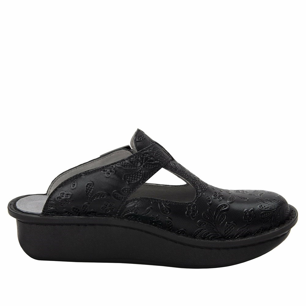 Black Alegria Classic Hello Doily Women's Clogs & Nursing Shoes | 291DPHGOU