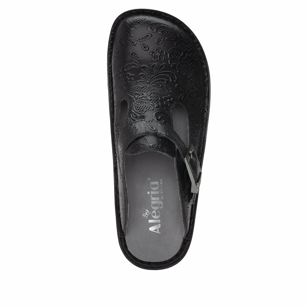 Black Alegria Classic Hello Doily Women's Clogs & Nursing Shoes | 291DPHGOU