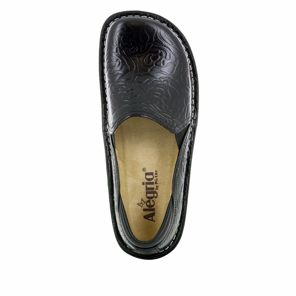 Black Alegria Debra Embossed Women's Slip On Shoes | 857WVDKYX