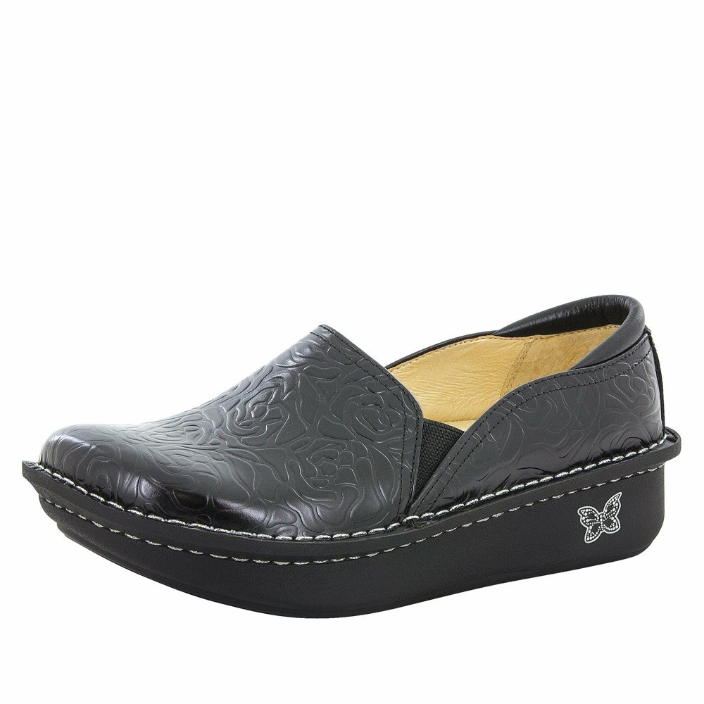 Black Alegria Debra Embossed Women\'s Slip On Shoes | 857WVDKYX