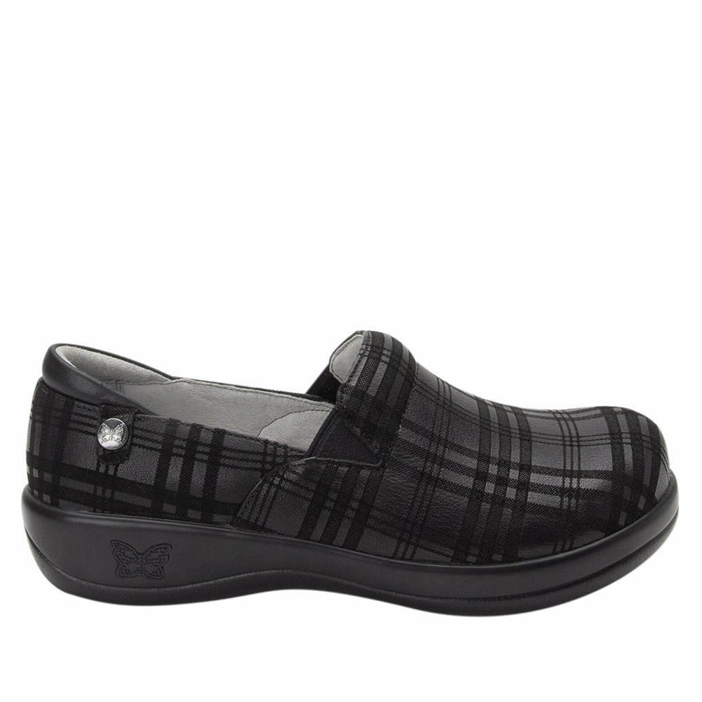 Black Alegria Keli Plaid To Meet You Professional Women's Slip On Shoes | 720KTWNZH