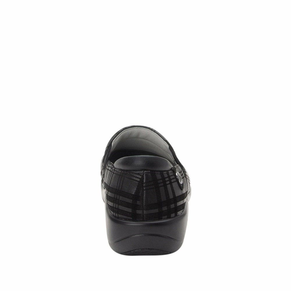 Black Alegria Keli Plaid To Meet You Professional Women's Slip On Shoes | 720KTWNZH