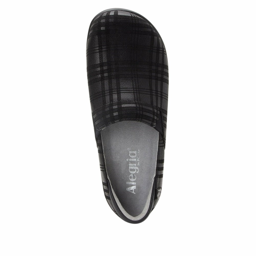 Black Alegria Keli Plaid To Meet You Professional Women's Slip On Shoes | 720KTWNZH