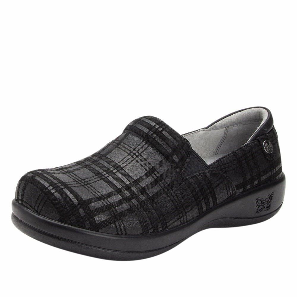 Black Alegria Keli Plaid To Meet You Professional Women\'s Slip On Shoes | 720KTWNZH