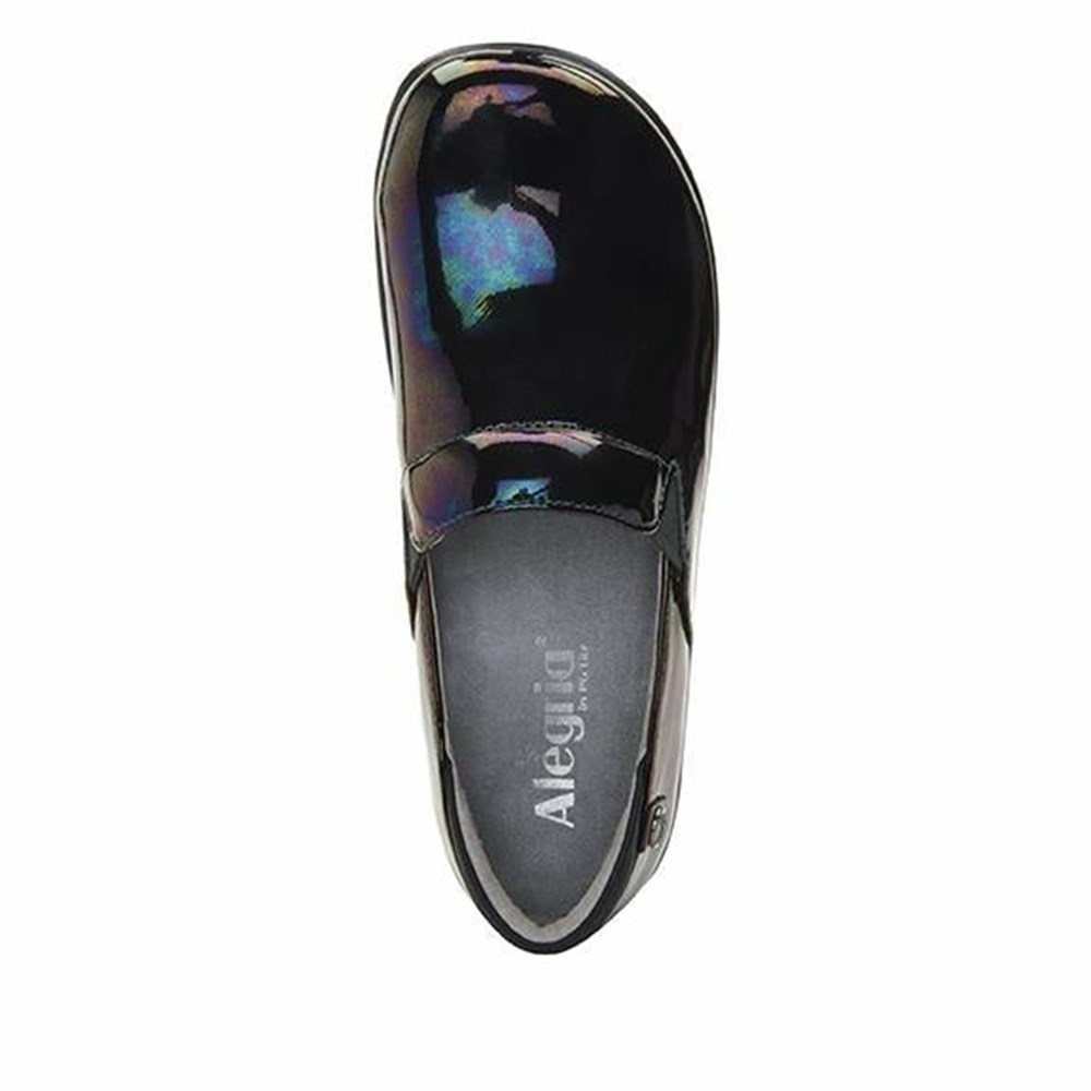 Black Alegria Keli Slickery Patent Professional Women's Slip On Shoes | 693ZXHKJS