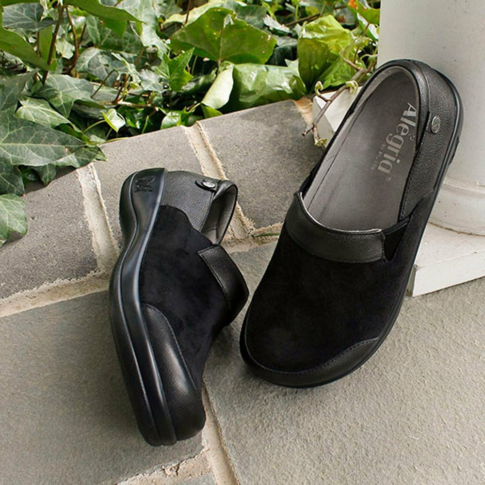 Black Alegria Keli Sueded Dream Fit® Professional Women's Slip On Shoes | 694SGCJIR