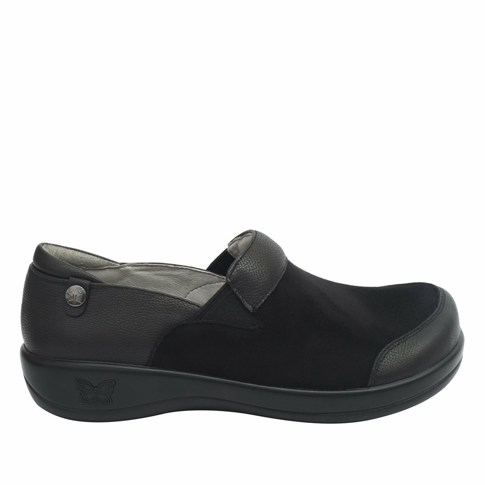 Black Alegria Keli Sueded Dream Fit® Professional Women's Slip On Shoes | 694SGCJIR