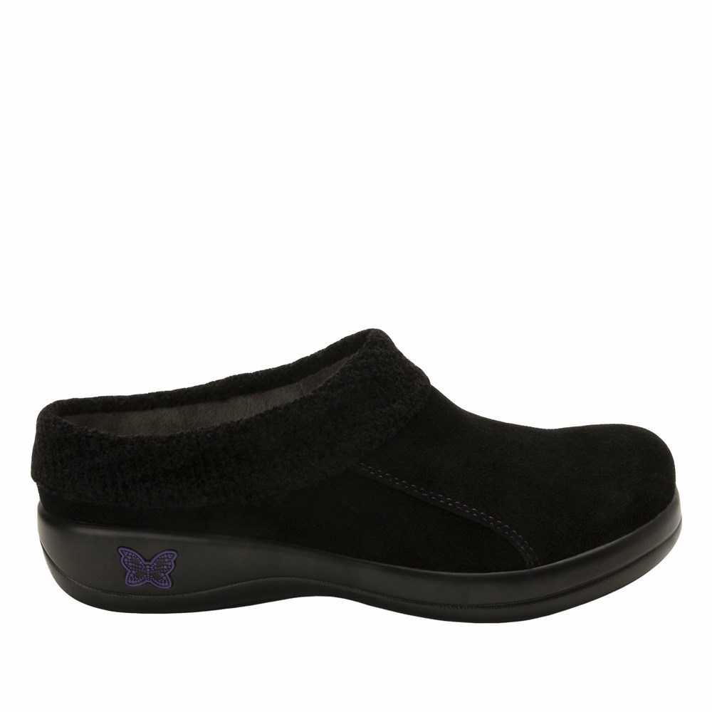 Black Alegria Kyah Suede Women's Clogs & Nursing Shoes | 913JUBQLS