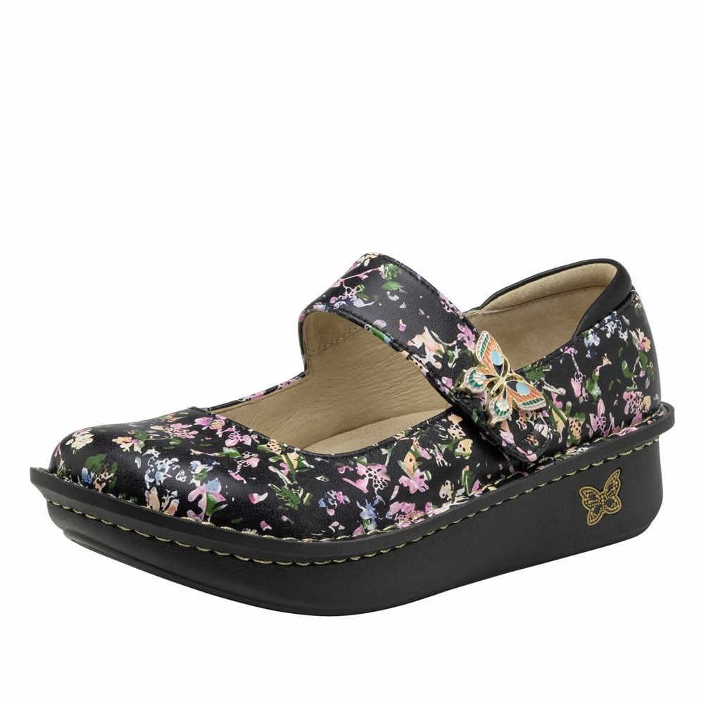 Black Alegria Paloma Dog & Butterfly Women\'s Mary Jane Shoes | 751DKPLZG