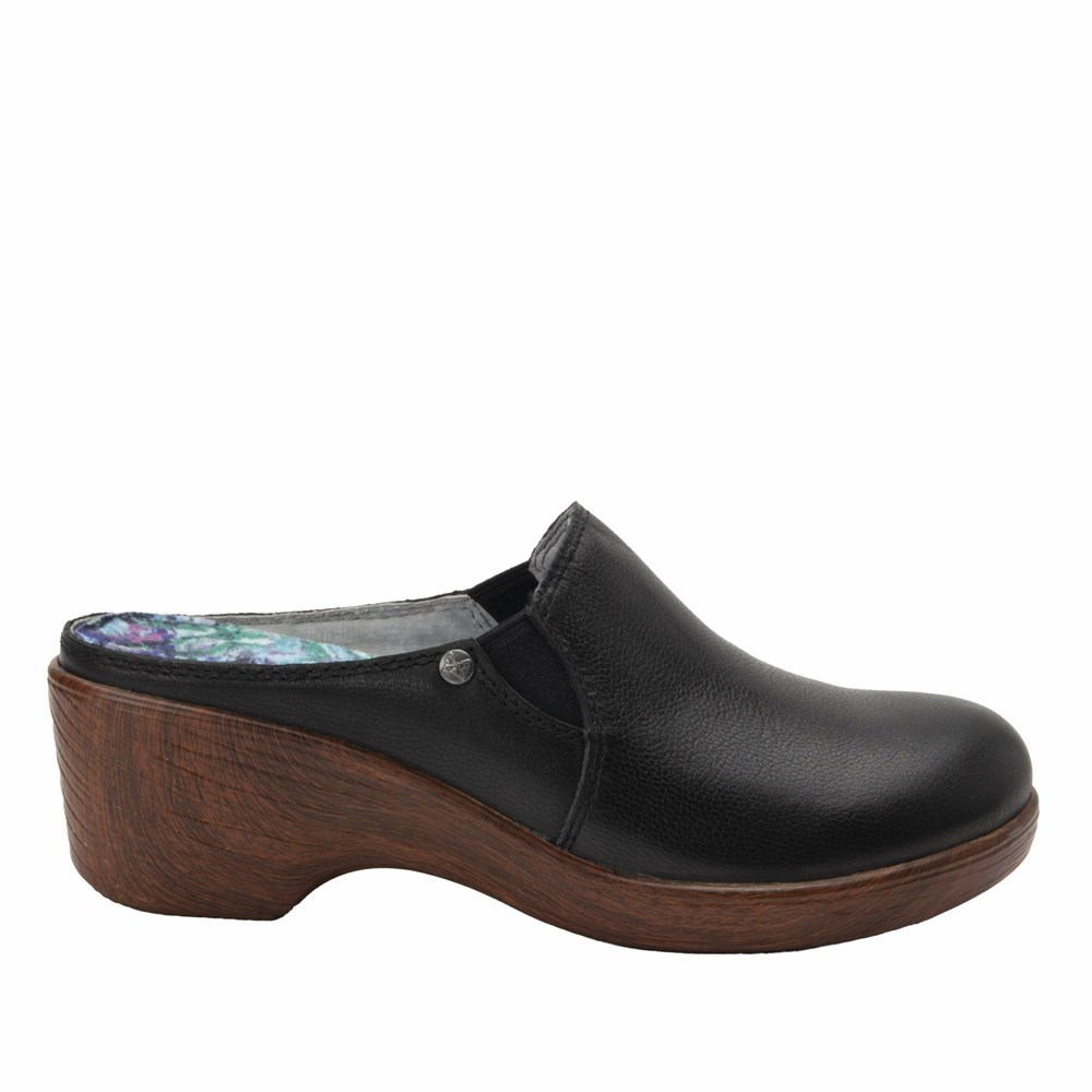 Black Alegria Sereniti Obsidian Women's Wedge & Heels | 186BIVTGX