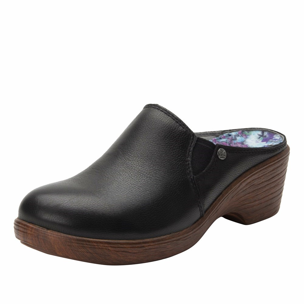 Black Alegria Sereniti Obsidian Women\'s Wedge & Heels | 186BIVTGX