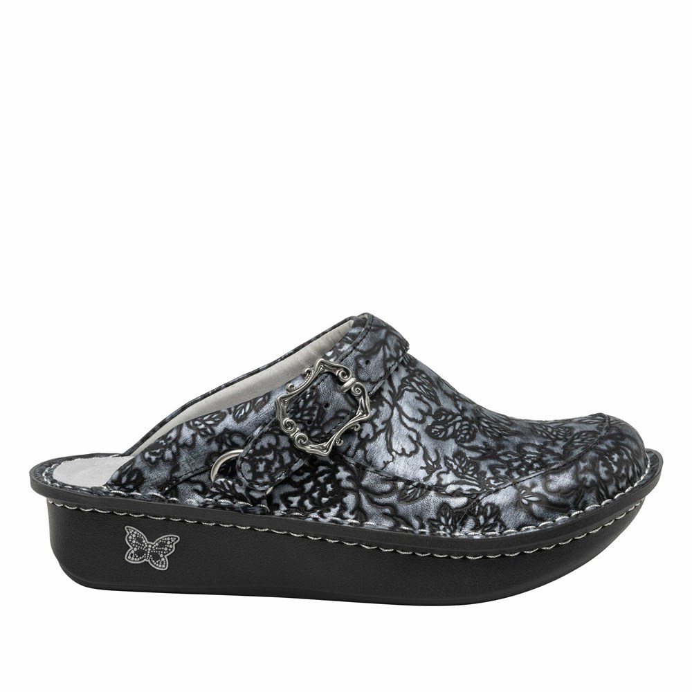 Black Alegria Seville Chrome Bloom Women's Slip On Shoes | 915LTUEVH