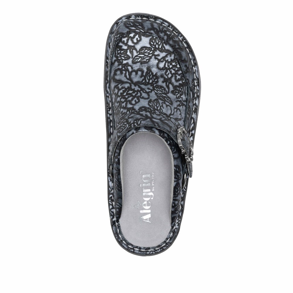 Black Alegria Seville Chrome Bloom Women's Slip On Shoes | 915LTUEVH