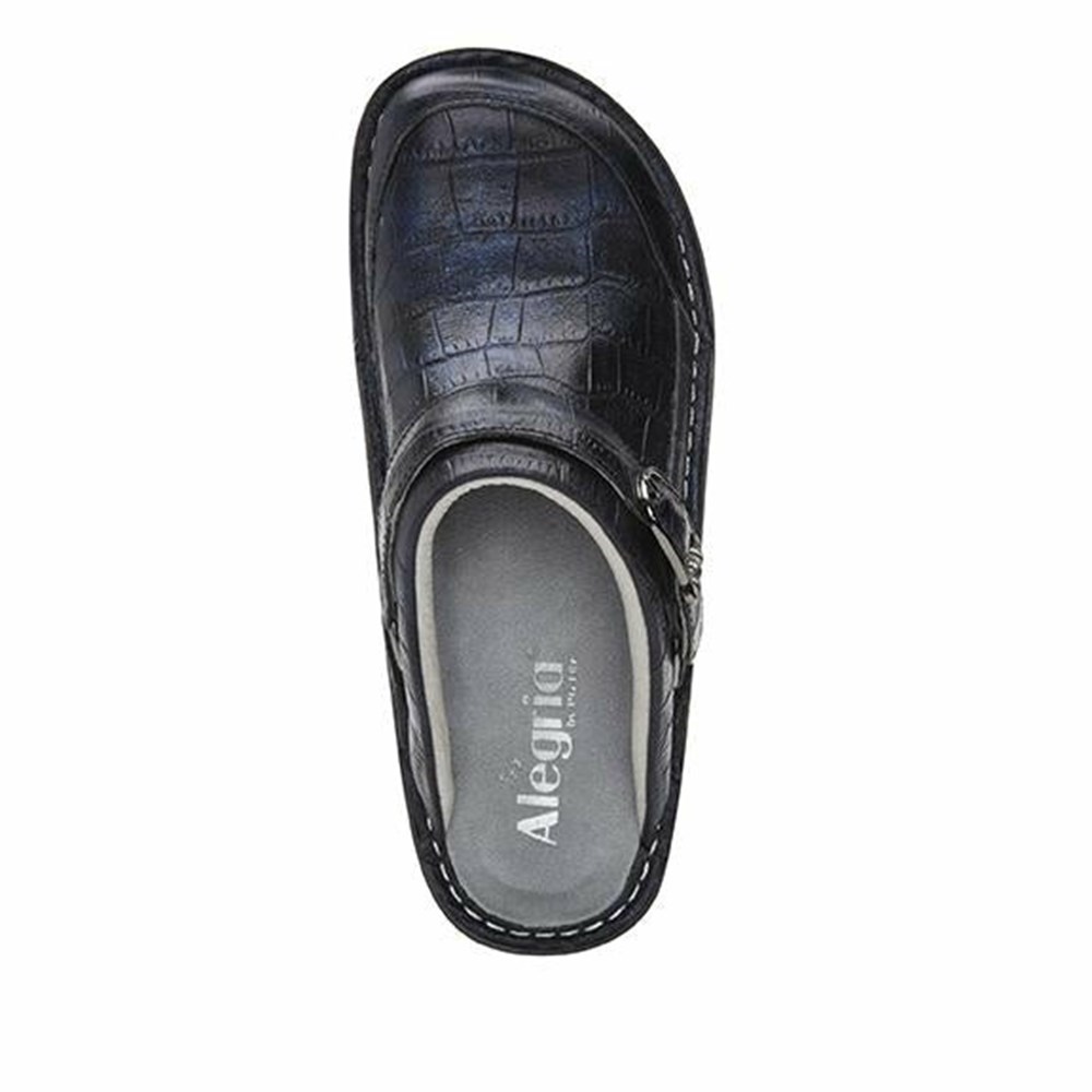 Black Alegria Seville Croco Noche Women's Slip On Shoes | 521ASEBYJ