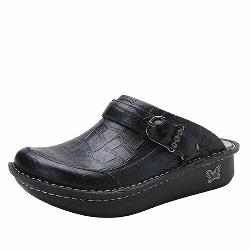 Black Alegria Seville Croco Noche Women\'s Slip On Shoes | 521ASEBYJ