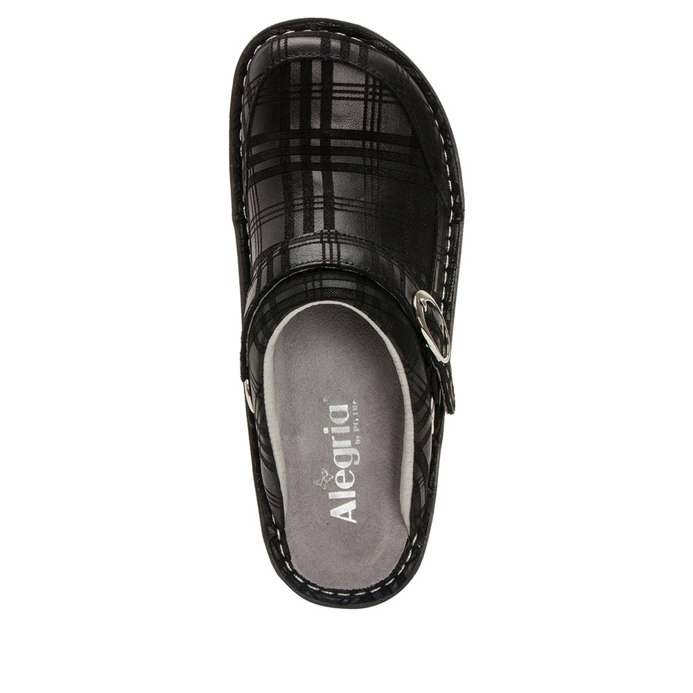 Black Alegria Seville Plaid To Meet You Women's Clogs & Nursing Shoes | 123YHRMFJ