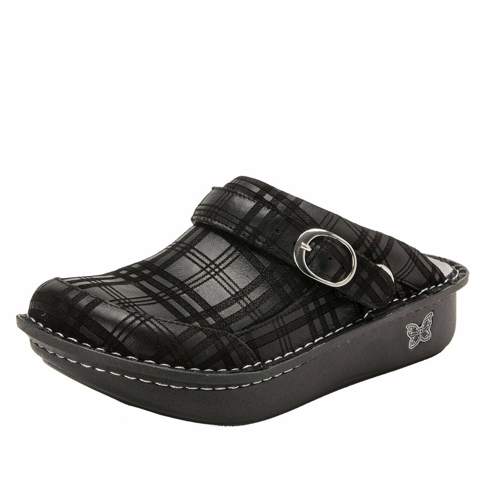 Black Alegria Seville Plaid To Meet You Women\'s Clogs & Nursing Shoes | 123YHRMFJ