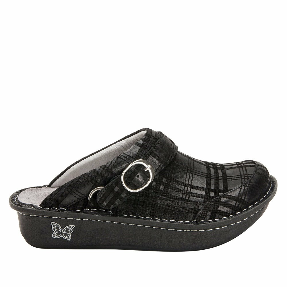 Black Alegria Seville Plaid To Meet You Women's Slip On Shoes | 634DESFMA