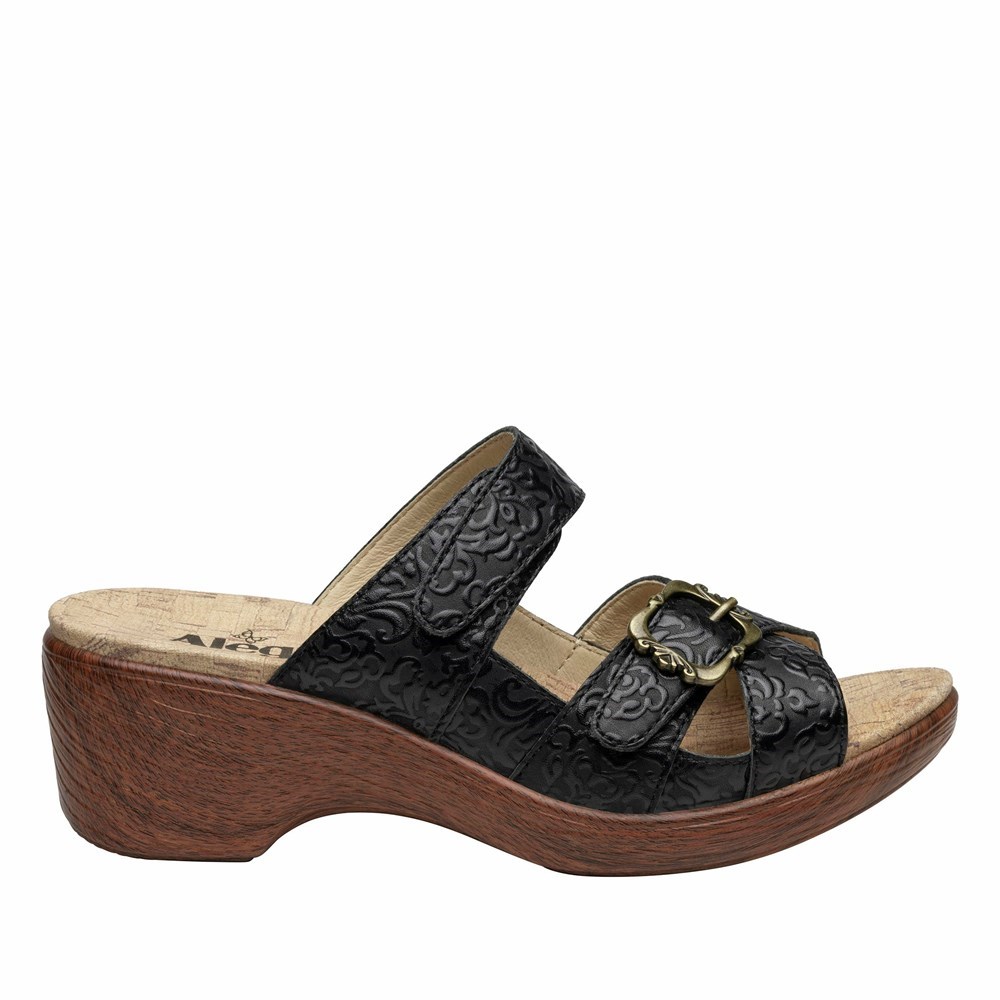 Black Alegria Sierra Go For Baroque Sandal Women's Wedge & Heels | 936WHFVIJ