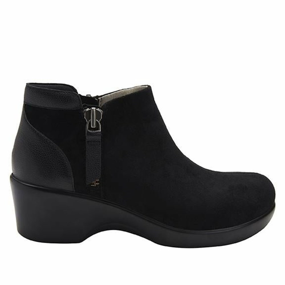 Black Alegria Sloan Suede Women's Boots | 279KMFDYA