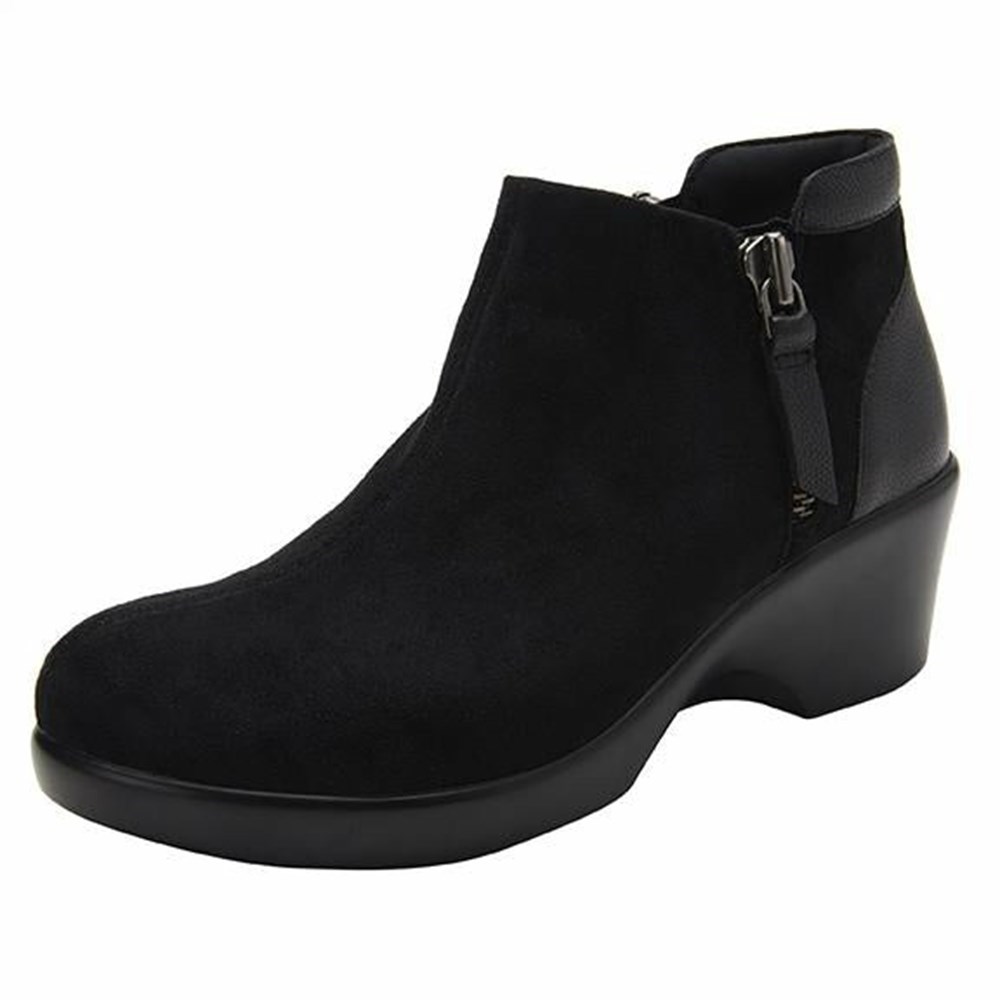 Black Alegria Sloan Suede Women\'s Boots | 279KMFDYA