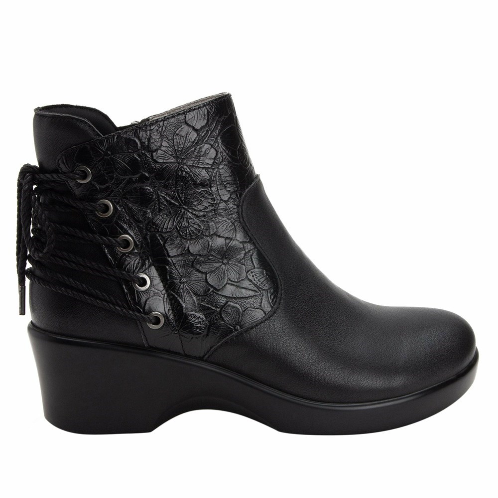 Black Alegria Stevee Cute Stuff Ink Women's Boots | 568KETXJB