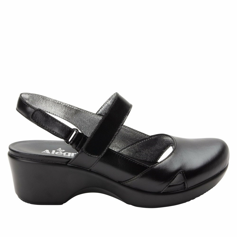 Black Alegria Tarah Jet Luster Women's Wedge & Heels | 251ZSDNYO