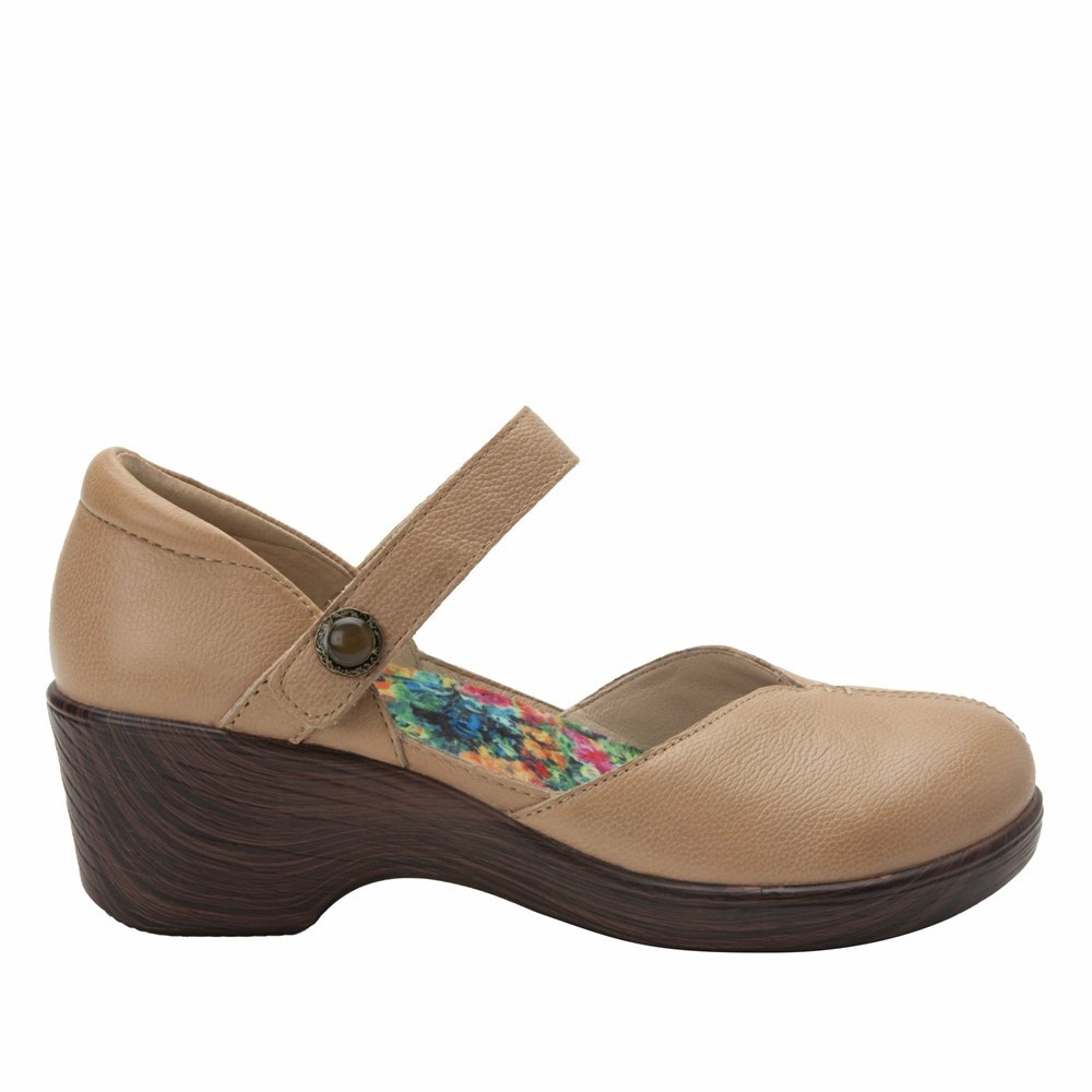 Brown Alegria Celeste Aged Bone Women's Mary Jane Shoes | 123JZOQTY