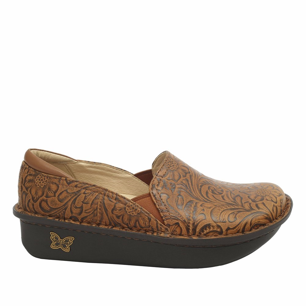 Brown Alegria Debra Embossible Tawny Women's Slip On Shoes | 913YUOIXC