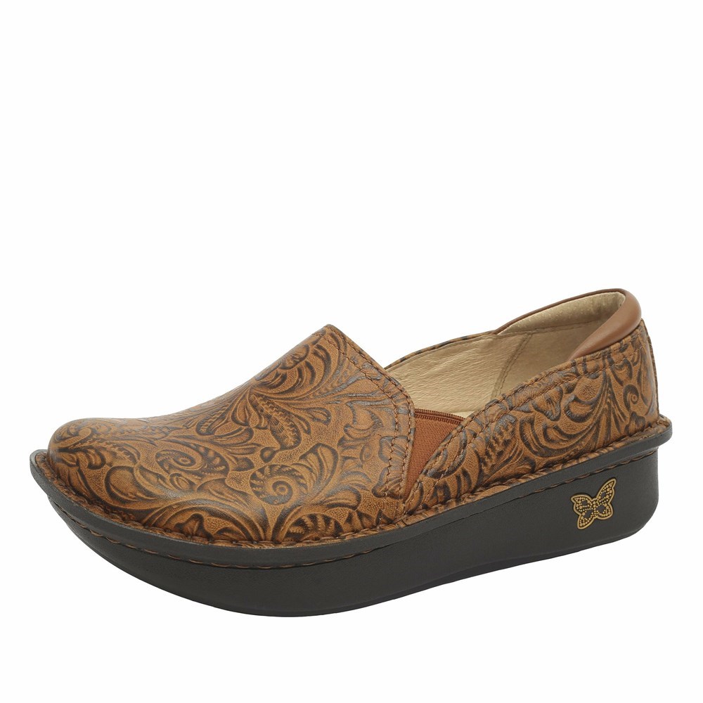 Brown Alegria Debra Embossible Tawny Women\'s Slip On Shoes | 913YUOIXC