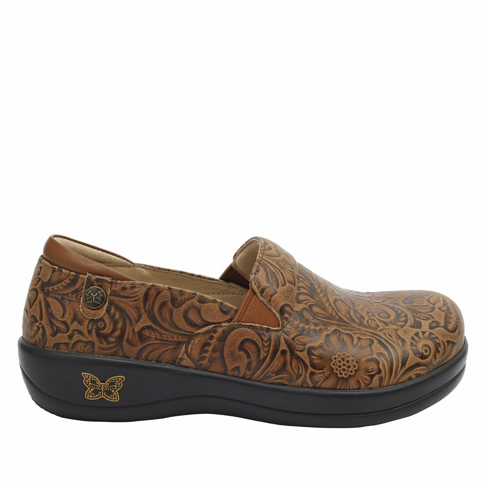 Brown Alegria Keli Embossible Tawny Professional Women's Slip On Shoes | 270KSCBHP