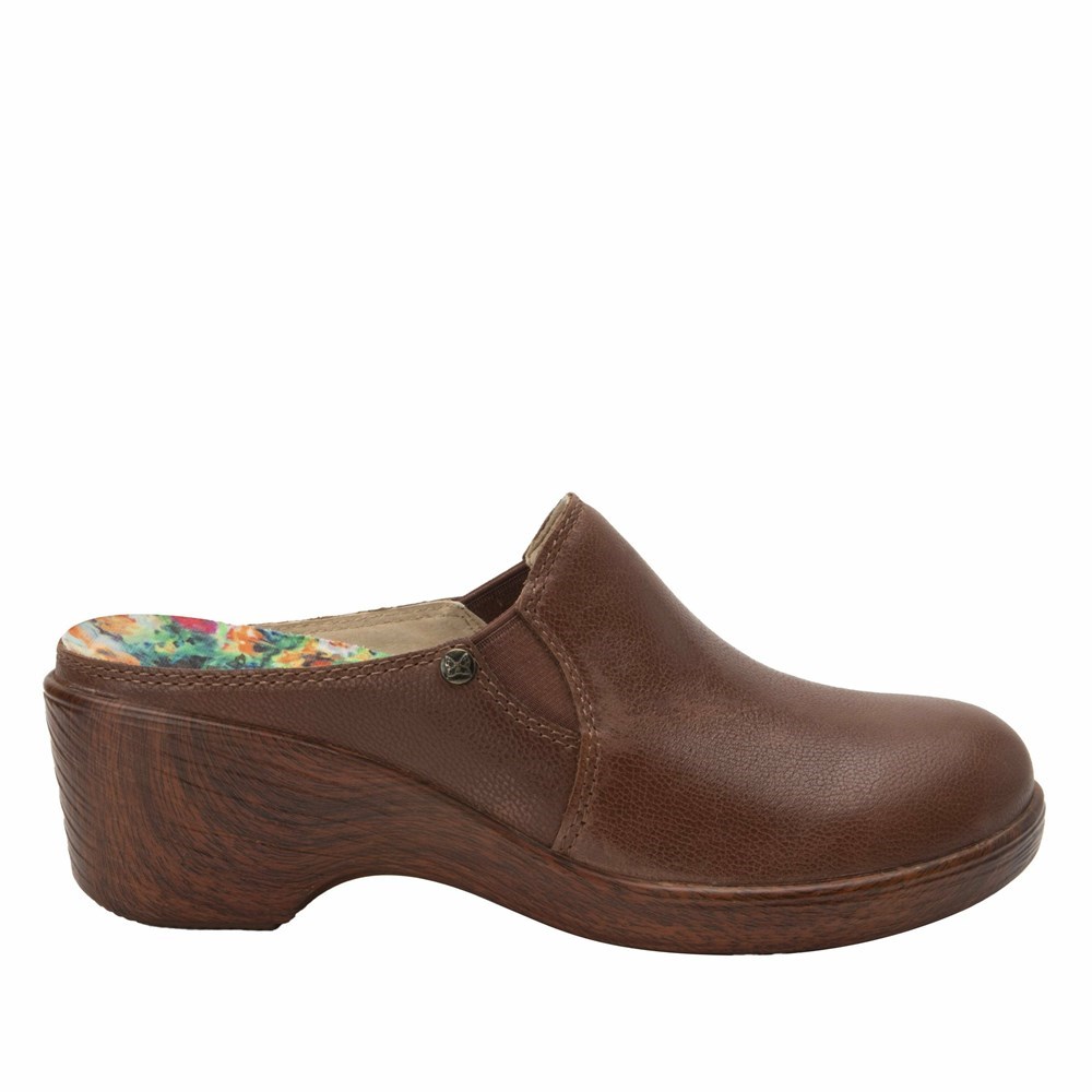 Brown Alegria Sereniti Aged Cognac Women's Wedge & Heels | 036JFKWOR