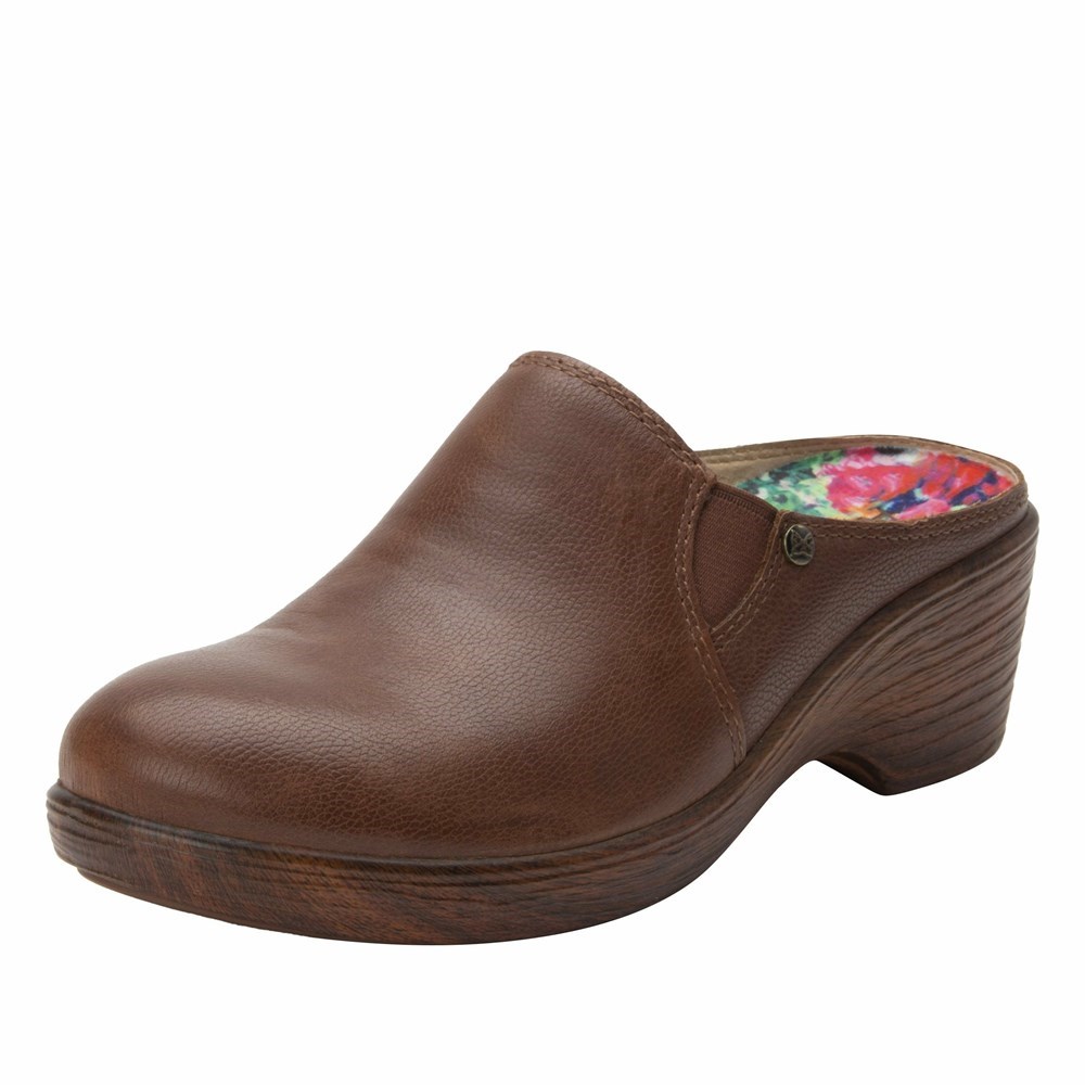 Brown Alegria Sereniti Aged Cognac Women\'s Wedge & Heels | 036JFKWOR