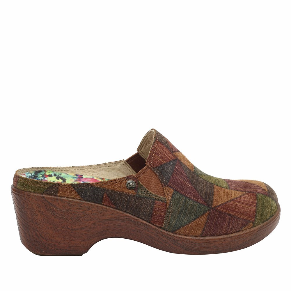 Brown Alegria Sereniti Patchwork Women's Wedge & Heels | 471HYXDGV